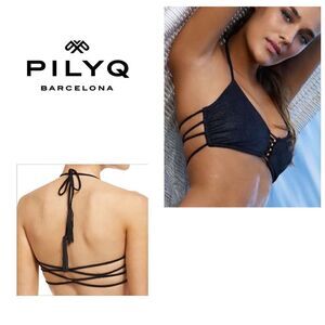 New. PQ midnight gold D-cup braided bikini top.